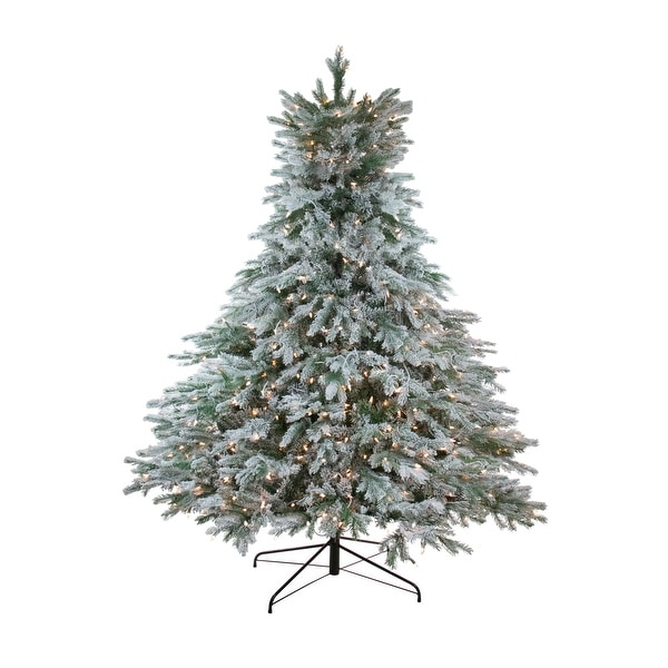 7 5 X 76 Pre Lit Flocked Jasper Balsam Fir Artificial 7 5 X27 X 76 Pre Lit Flocked Jasper Balsam Fir Artificial Christmas