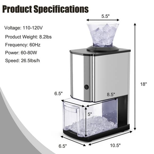 Costway Electric Stainless Steel Ice Crusher Machine Professional On