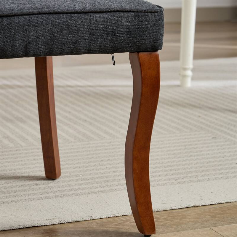 Set of 2 Fabric Upholstered Kitchen Dining Chairs with Solid Wood Legs