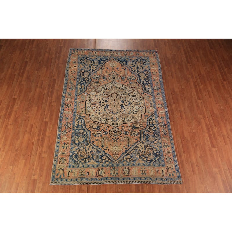 Orange Bakhtiari Persian Area Rug Hand-Knotted Wool Carpet - 6'8"x 9'9"