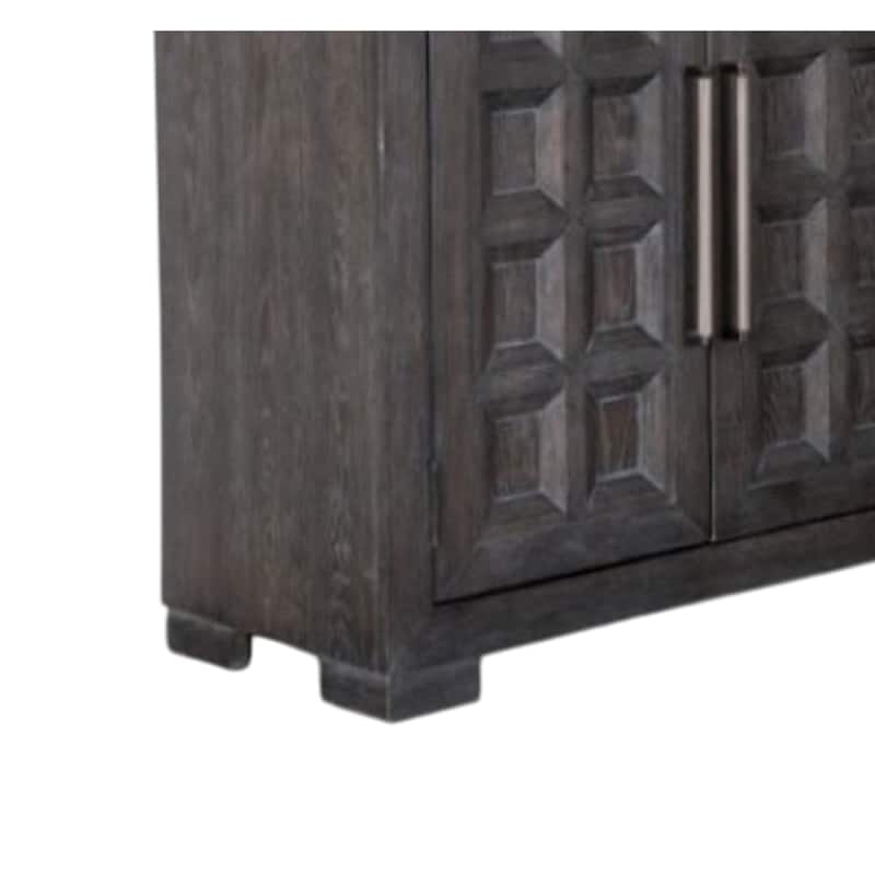 Kizie Sideboard Buffet Console 4 Doors and Shelves, Black Wood 66 Inch