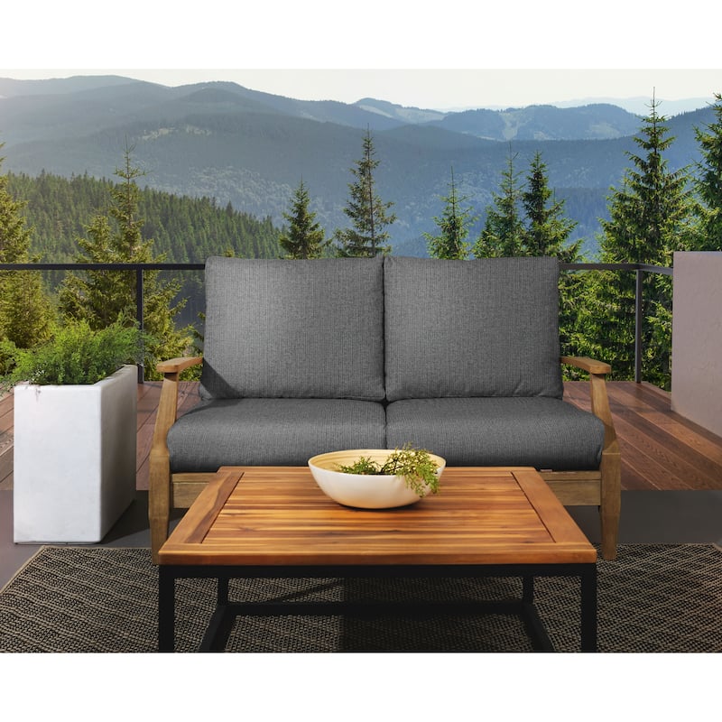 Sorra Home Sunbrella Outdoor Loveseat Cushion Set - 23.5 in W x 23 in D x 5 in H - Revive Charcoal