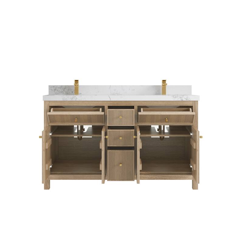 Willow Collections 60 in. W x 22 in. D Sonoma Teak Double Sink Bathroom Vanity with Countertop