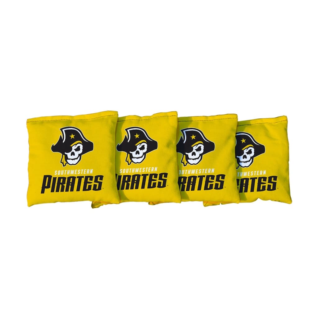 Yellow Southwestern University Pirates Cornhole Bags