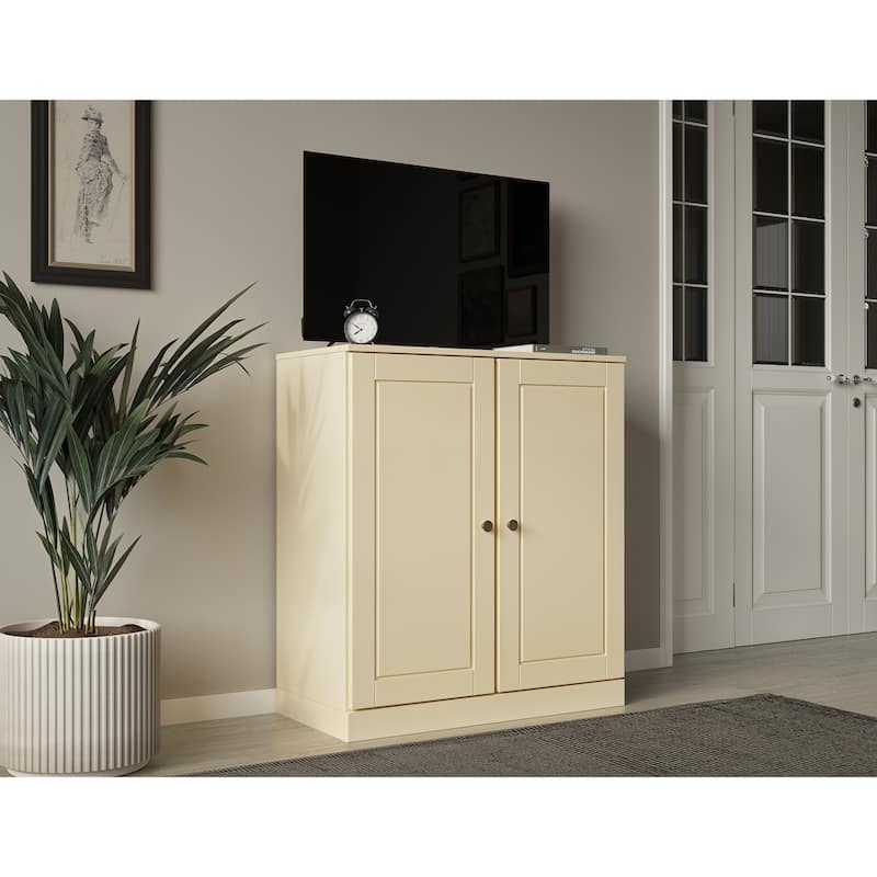 Palace Imports 100% Solid Wood TV Stand with Solid Doors for TVs up to 32" - Yellow