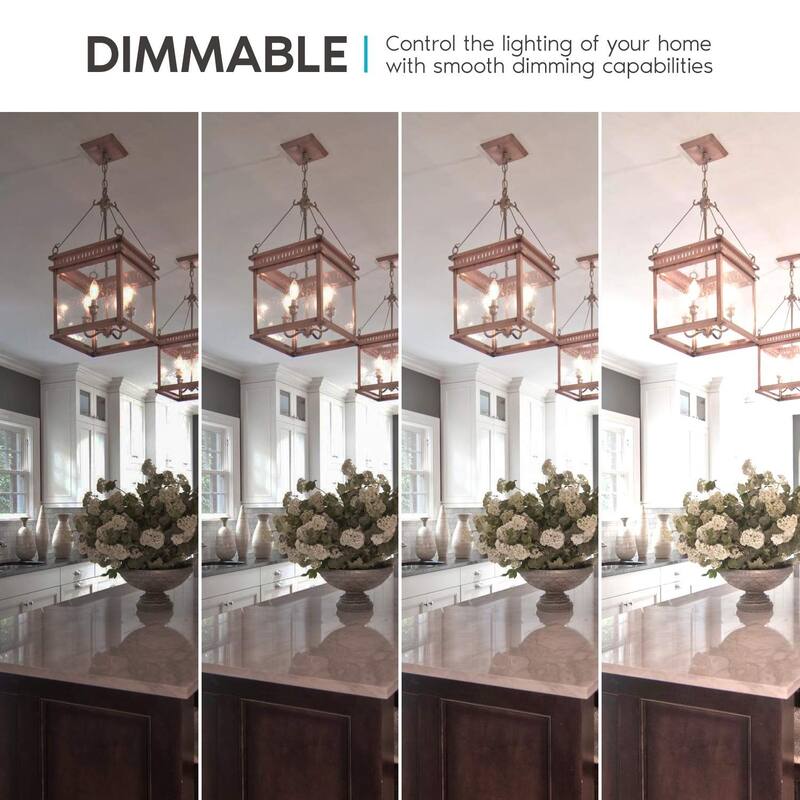 Luxrite 4W Vintage Candelabra LED Bulbs Dimmable, 400 Lumens, 40W Equivalent, Clear Glass, E12 Base (12 Pack)