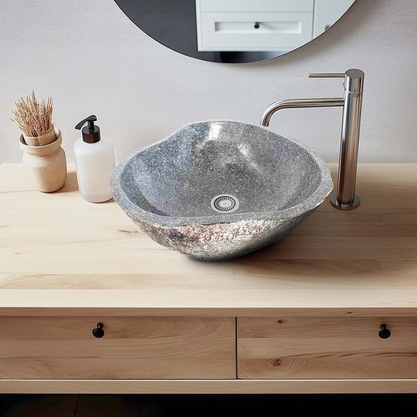 Handcrafted River Rock Sink – Natural Stone Vessel Sink for