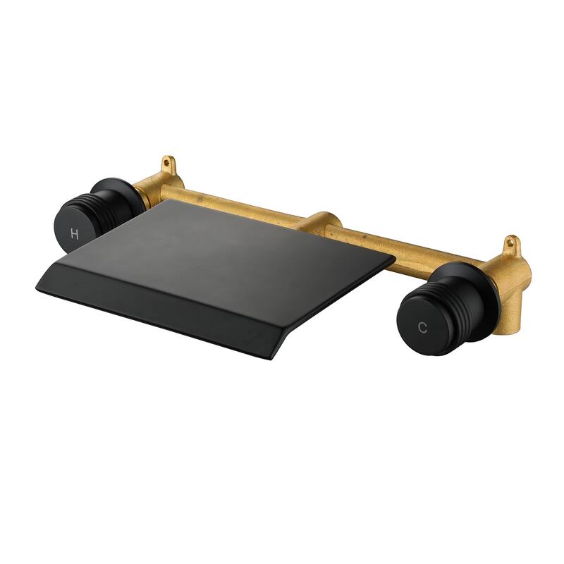8 Inch Widespread Brushed Gold Waterfall Basin Faucet Deck Mounted