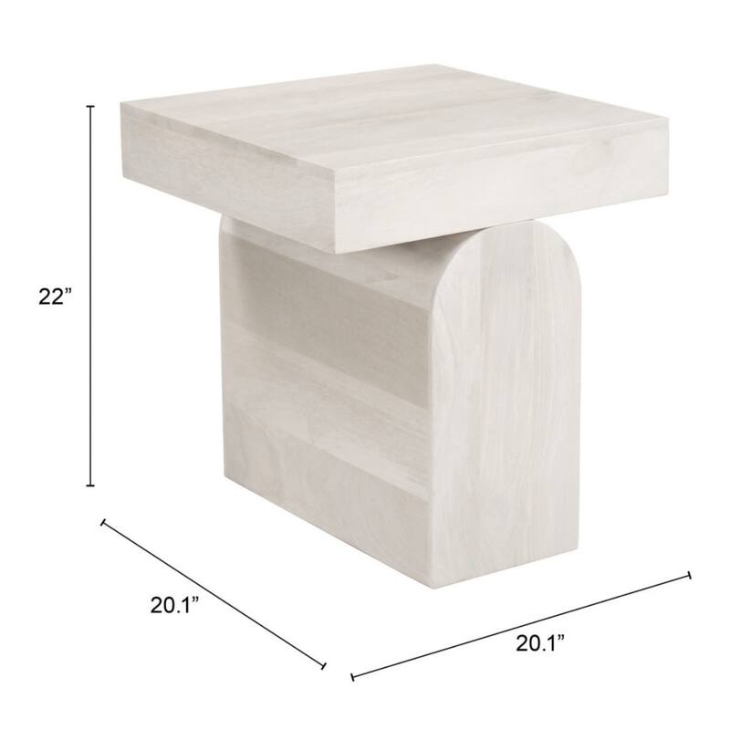 22 Inch Natural Solid Wood Square Pedestal End Table for Living Room - 21" x 21" x 22"