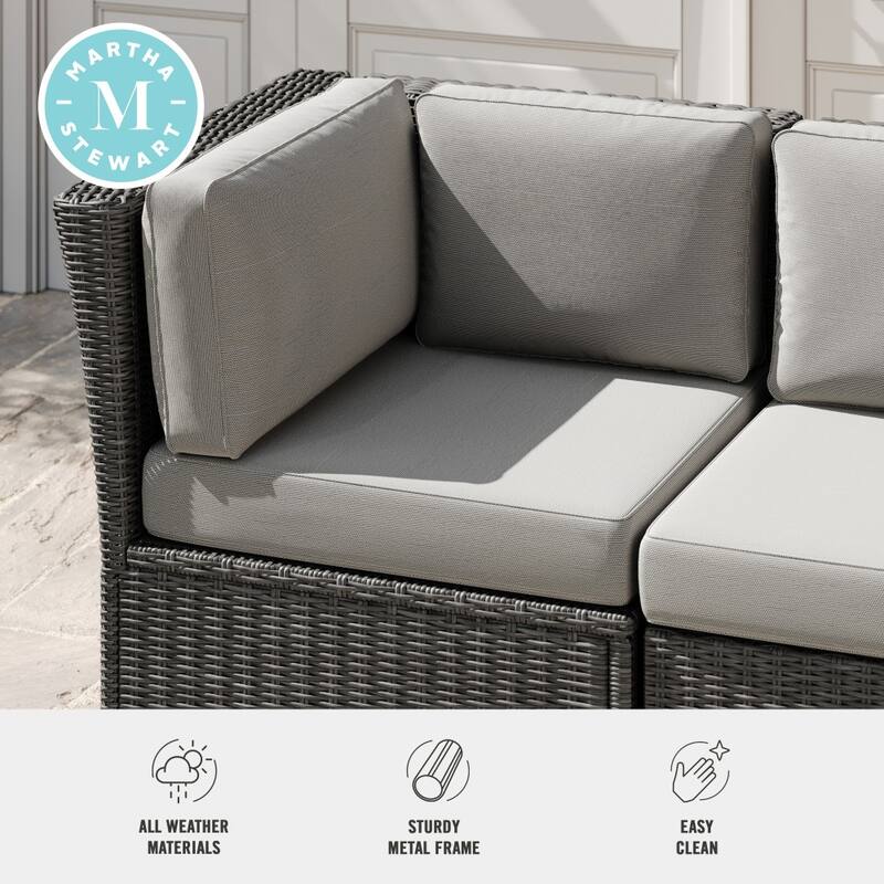 Martha Stewart Outdoor Modular Rattan Wicker Patio Sectional Sofa Corner Seat - 32"W x 32"D x 30"H