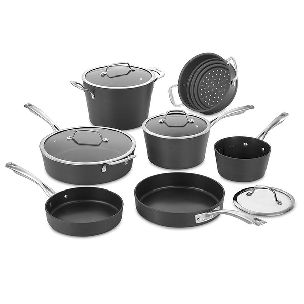 Cuisinart 62I-11 Chef's Classis 11-Piece Conical Hard Anodized Non-Stick Cookware Set, Black