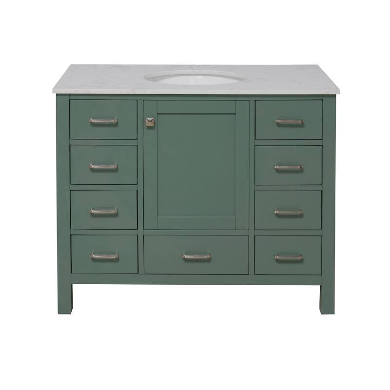KitchenBathCollection Horizon 42" Bathroom Vanity with Engineered Carrara Top