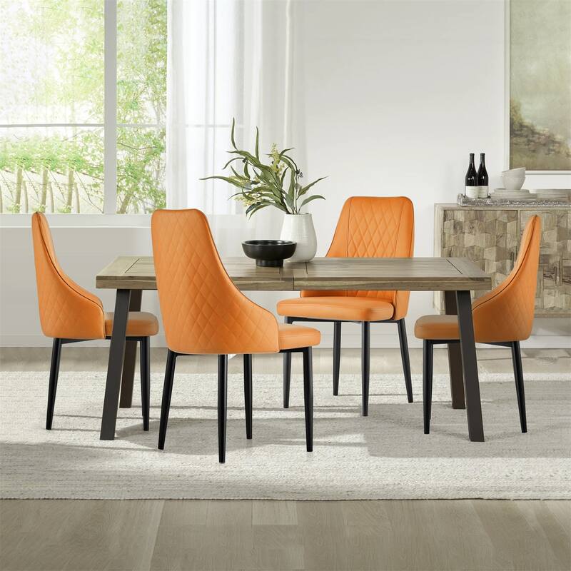 Faux Leather Upholstered Dining Chairs Set of 2 - 35.63"H x 17.72"W x 17.32"D