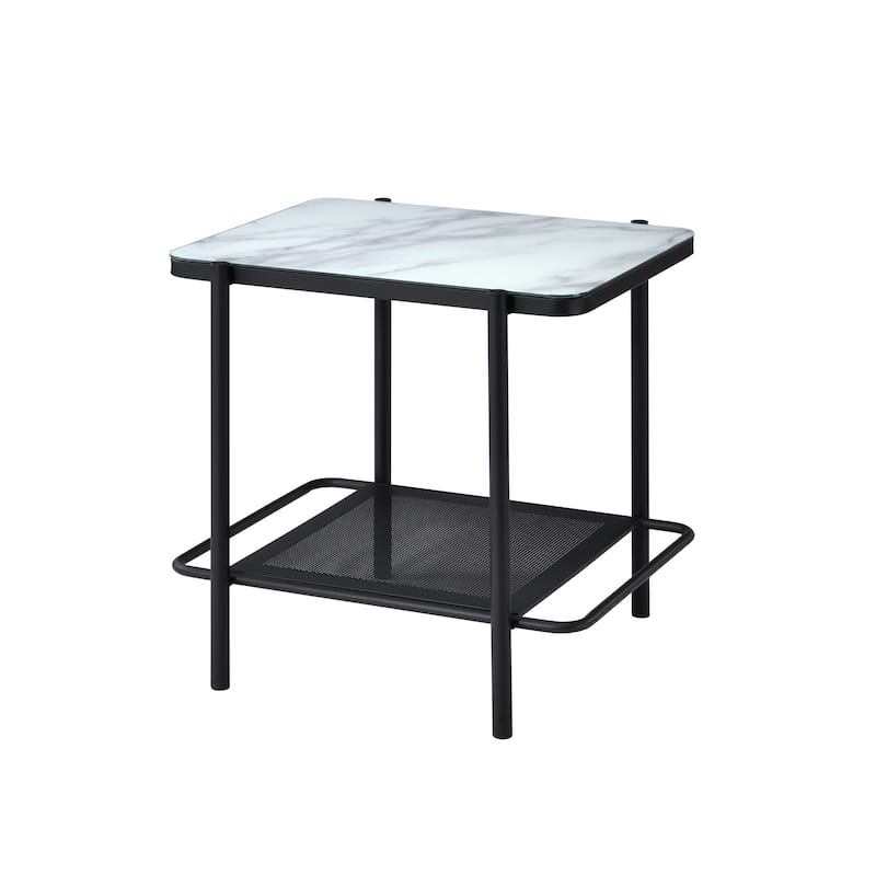 Puetz Contemporary Black Glass Top 2-Piece Coffee Table Set by Furniture of America