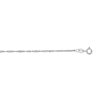 Curata 14k White Gold 10" 1.5mm Diamond-cut Singapore Chain Anklet