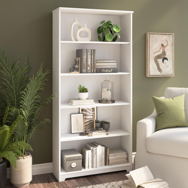 Bush Furniture Cabot Tall 5 Shelf Bookcase with Adjustable Shelves