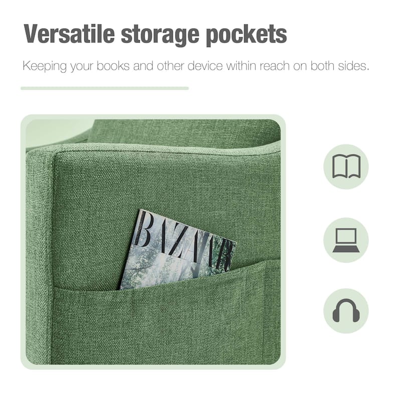 Swivel Accent Chair - Modern Linen Armchair with Removable Cover for Living Room & Reception