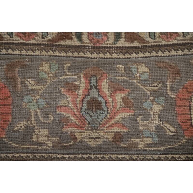 Hand Knotted Oriental 100% Wool Carpet Traditional Medallion Brown Tabriz Area Rug - 11' 4'' X 7' 10''