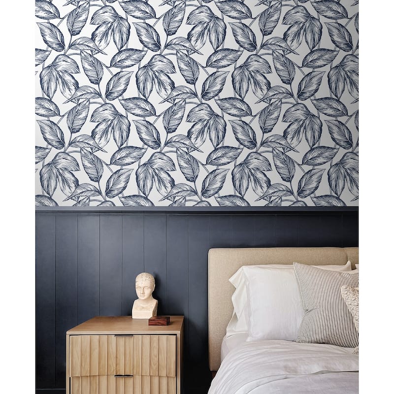 NextWall Sketched Leaves Peel and Stick Wallpaper