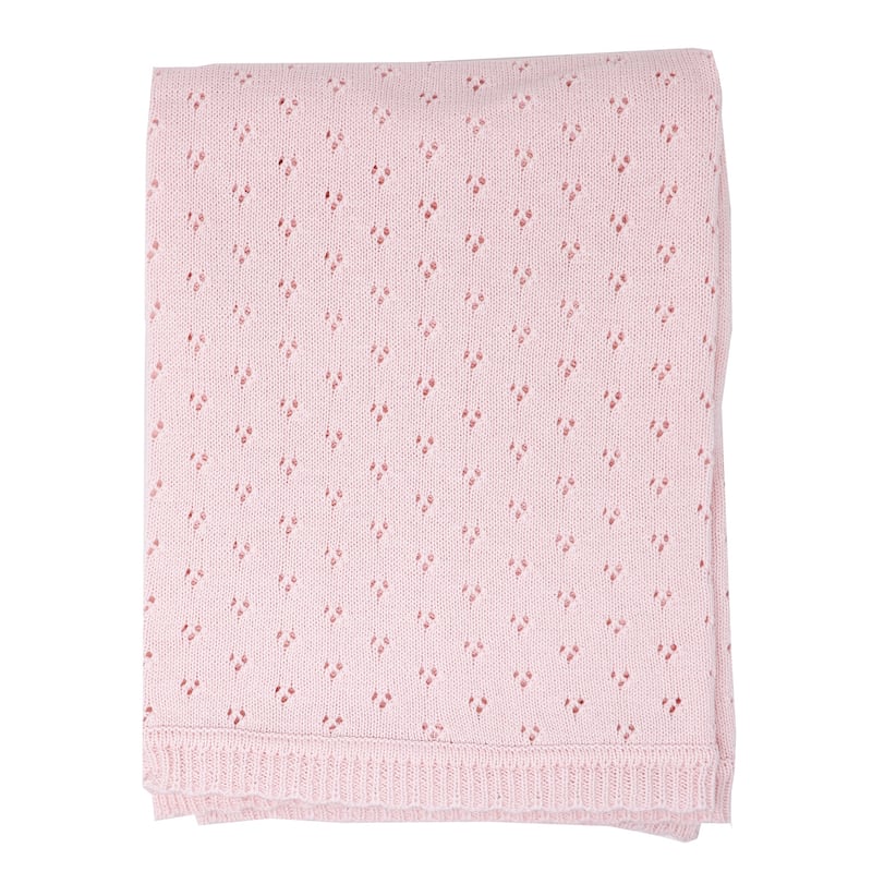 Pointelle Layette Baby Blanket, Pink