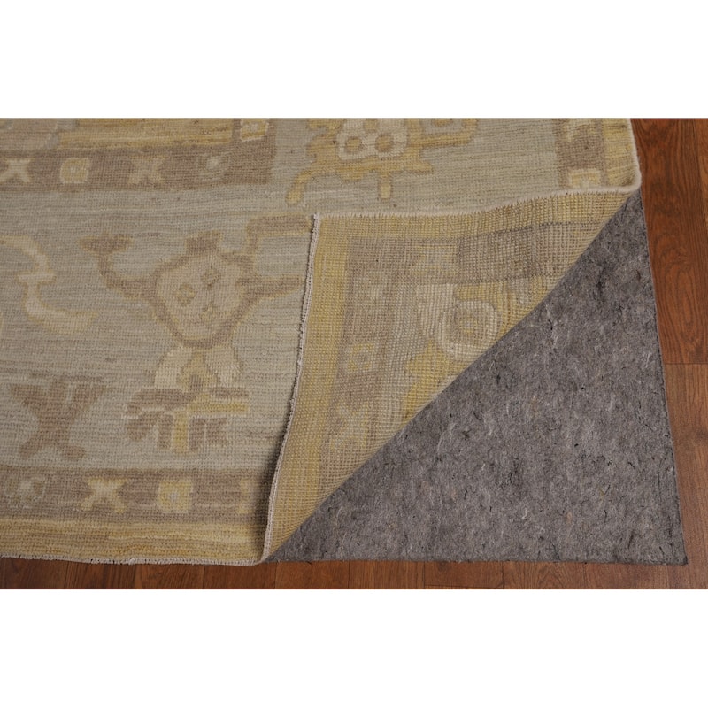 Hand Knotted Oriental 100% Wool Carpet Transitional All-Over Yellow & Gold Oushak Area Rug - 13' 6'' X 9' 10''