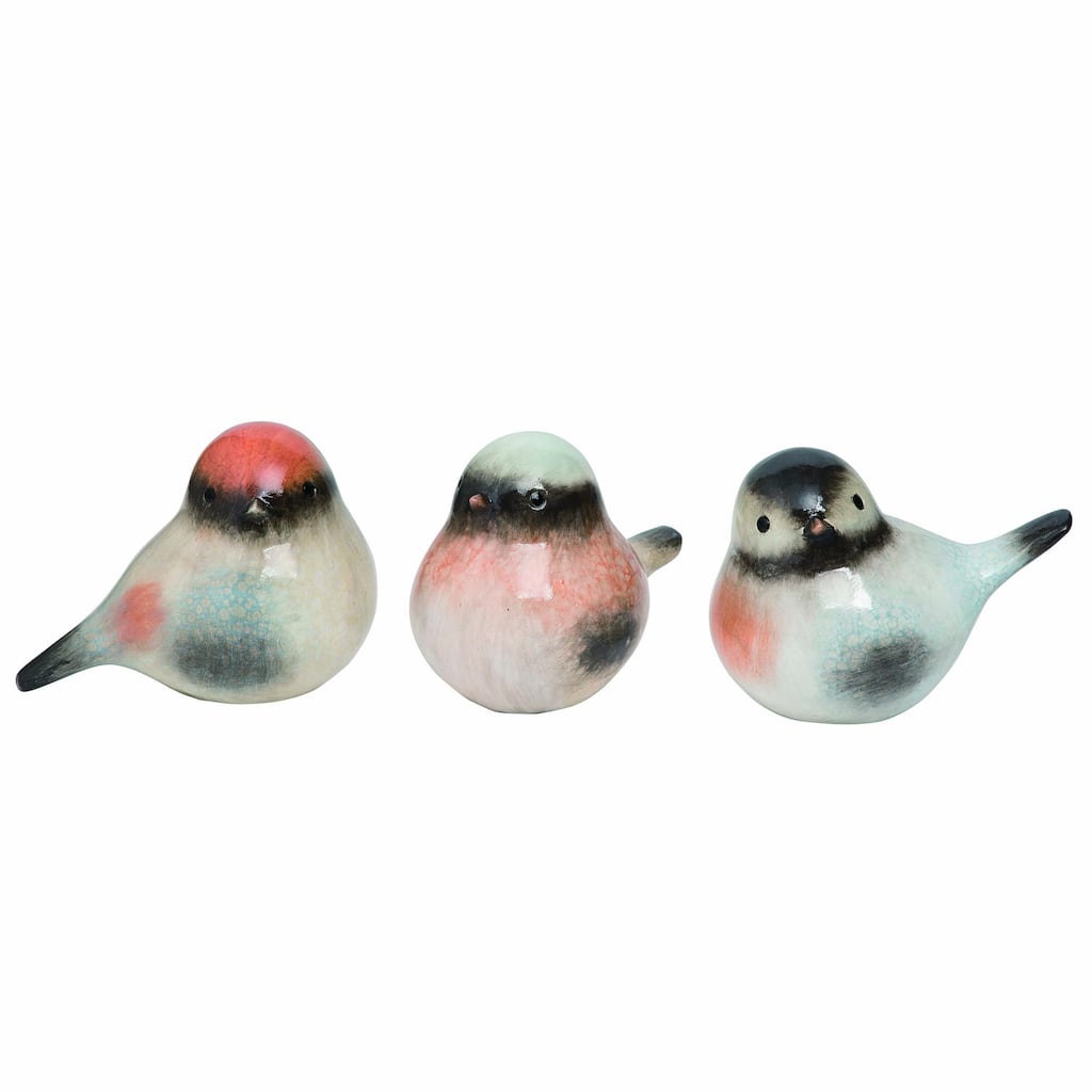 Transpac Terracotta Colorful Bird Set of 3 Spring Home Decorations