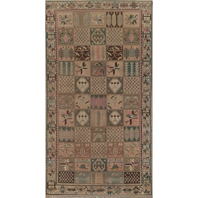 Garden Design Bakhtiari Persian Vintage Rug Hand-Knotted Wool Carpet - 4'10" x 9'2"