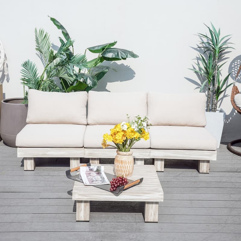 Outdoor Aluminum Conversation Sofa Set with Sponge-filled Cushion