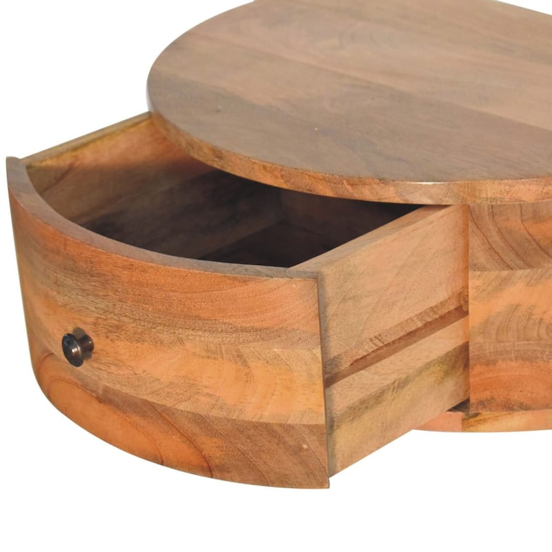 HomeRoots 22" Brown Solid Wood Round One Drawer Floating Nightstand