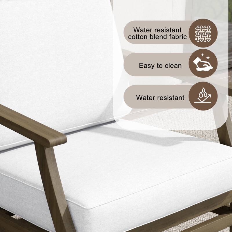 Teak Outdoor Patio Conversation Set with Cushions and Tables (6-Piece)