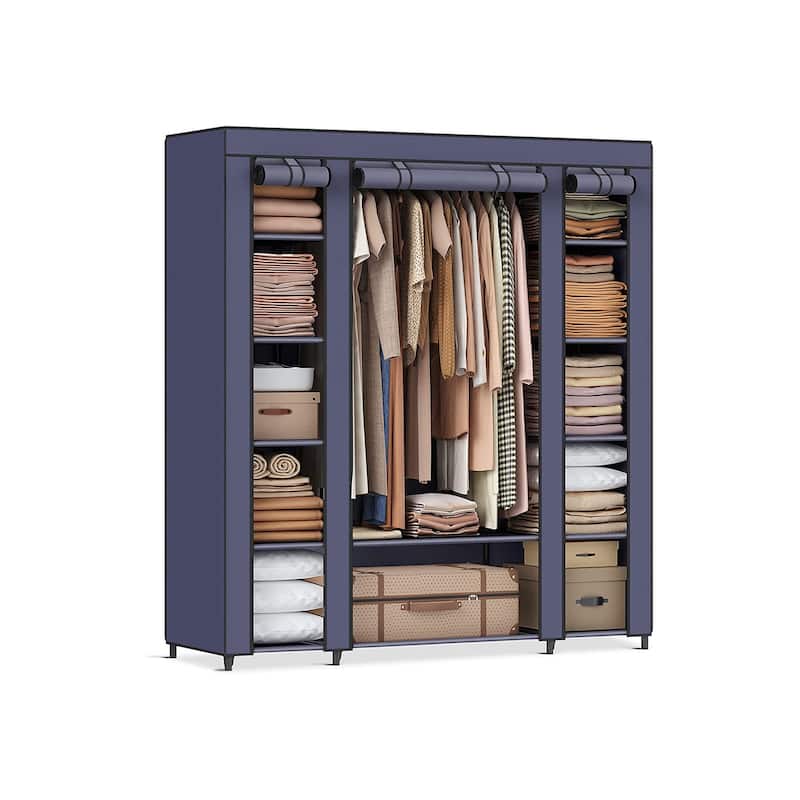 59" Freestanding Clothes Storage Wardrobe with Shelves and Rod Non-Woven Fabric Closet Organizer - 59" x 17.7" x 69"