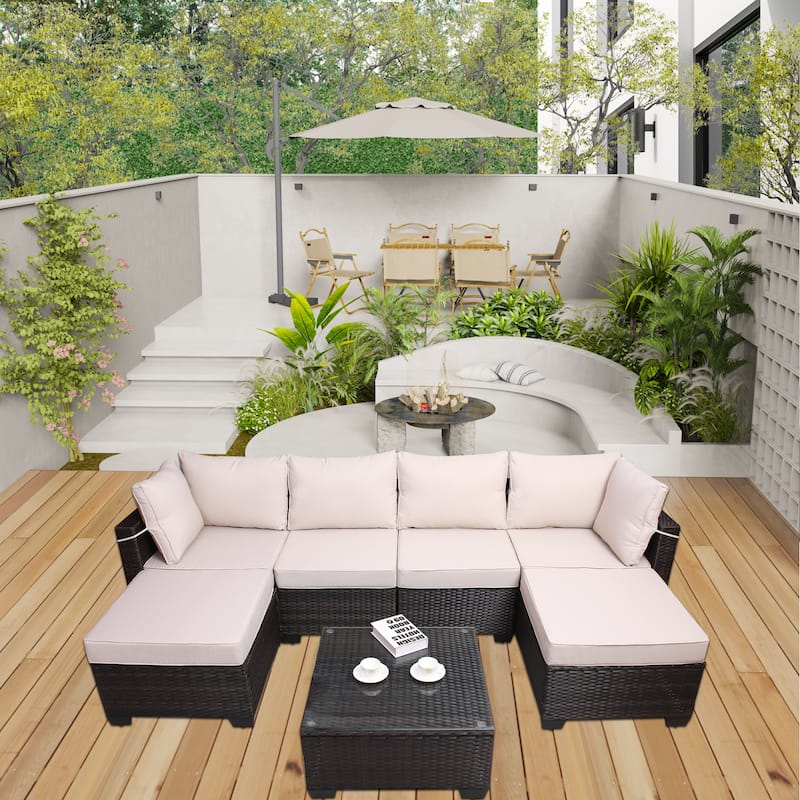 PE Rattan Wicker Garden Patio Furniture Set (7 Pieces)
