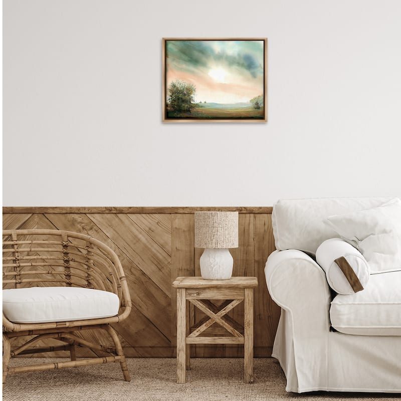 Stupell Sunrise over Pastoral Field Framed Floater Canvas Wall Art Design By Ashley Davis