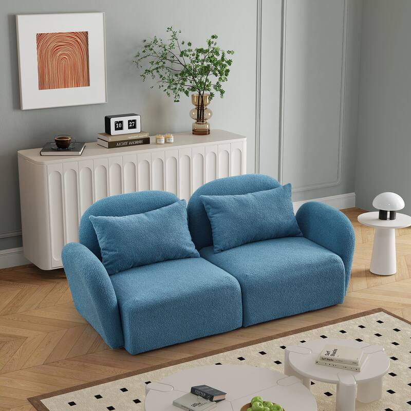 Solid Wood Frame Upholstered 2-Seater Loveseat Sofa