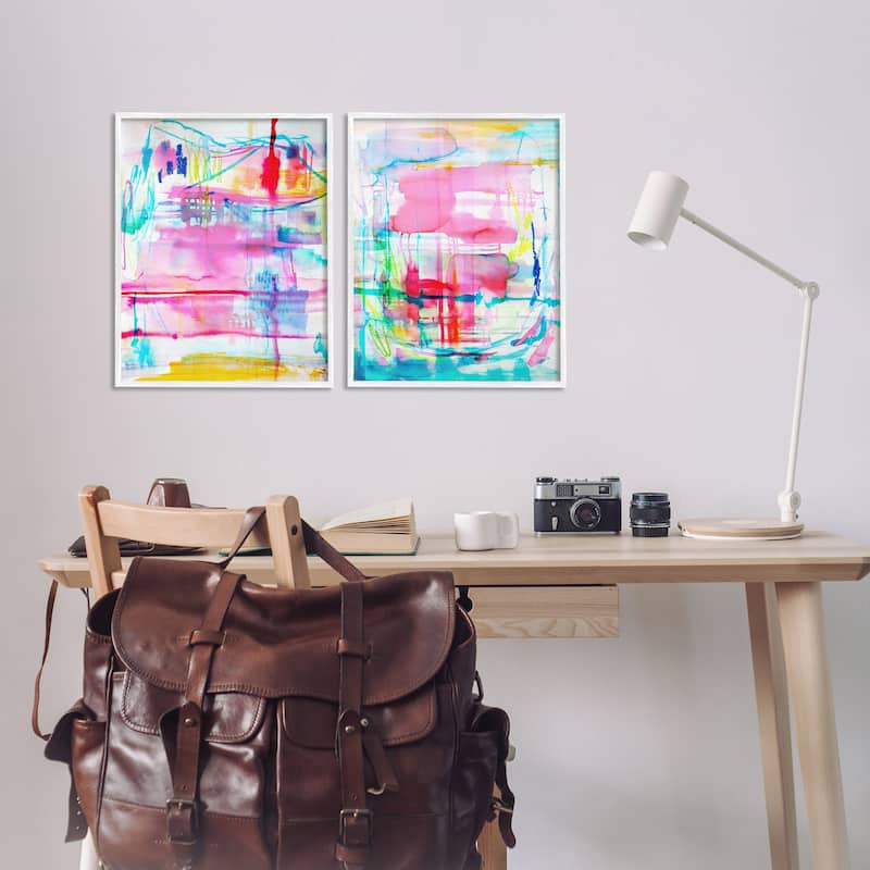 Stupell Vibrant Chaos Abstractions Framed Giclee Art Design By Gemma Bardot (Set of 2)