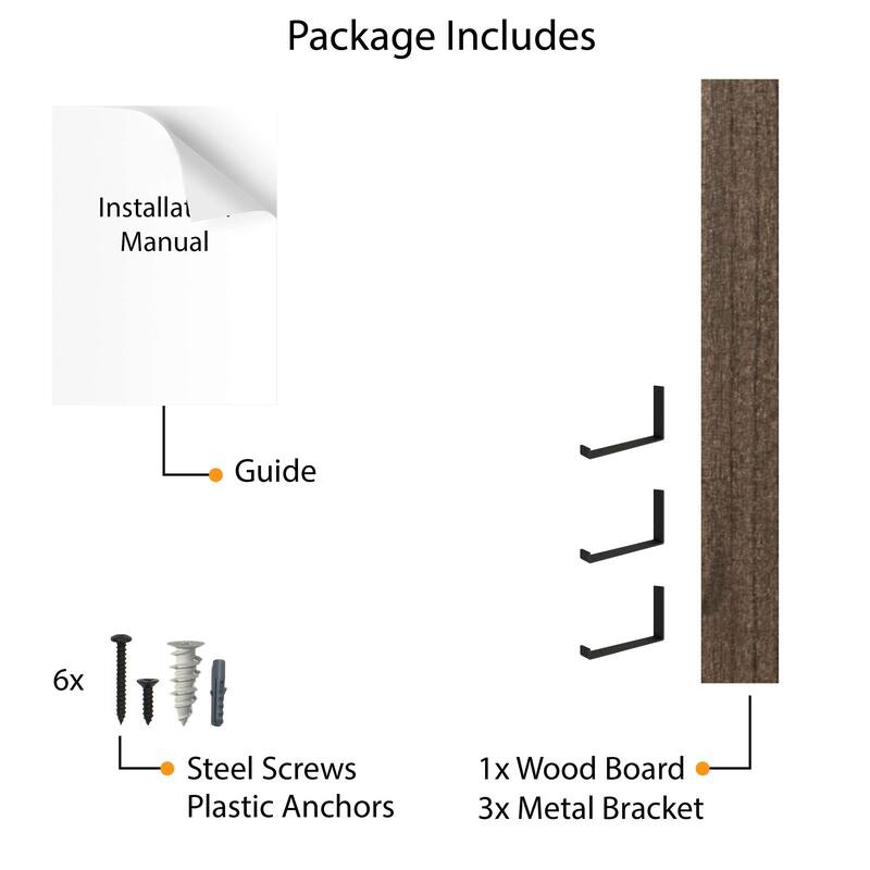 Wallniture Forte Wood Board 72" Long, 9.25'' Deep, 1.5" Thick, Floating Bookshelf for Wall, Hanging Shelf Living Room Decor, 1Pc