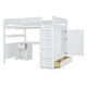 preview thumbnail 5 of 16, White Full Size Wooden Loft Bed with Wardrobe, Desk, and Shelves