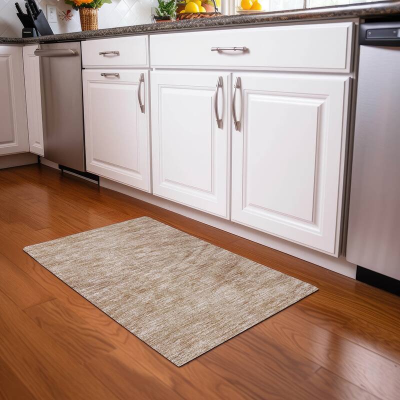 Premium Washable Super Soft Modern Chevron Mayfield Rug - Khaki - 1'8" x 2'6"