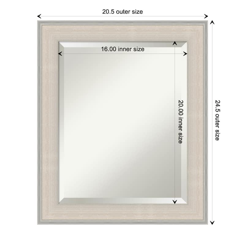 Cottage White Silver Beveled Wood Framed Bathroom Vanity Wall Mirror - Cottage White Silver - Glass Size 16x20