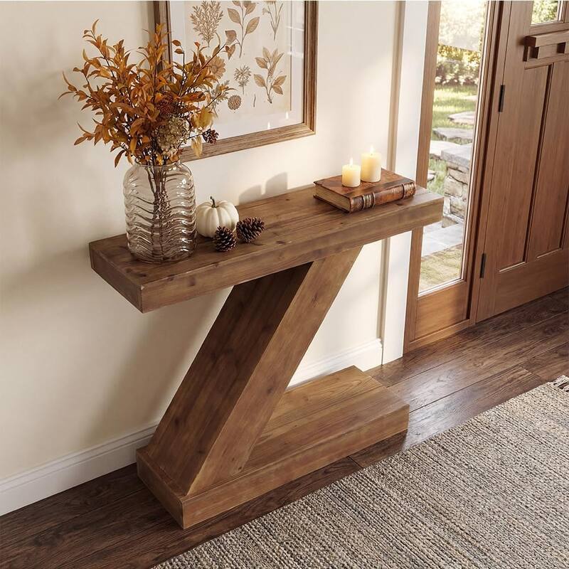 41.3 Inch Solid Wood Entryway Console Table, Farmhouse Sofa Table Behind Couch - 41.3" L x 11.8" W x 31.8" H