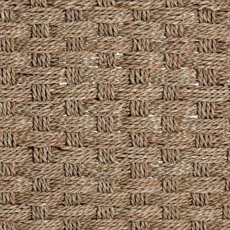 Denver Modern Bohemian Natural Seagrass and Acacia Wood Accent Bench