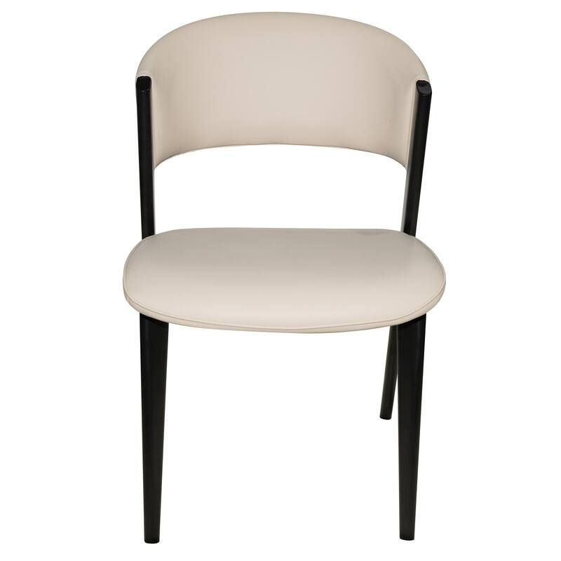 Modern Leather Dining Chair - Upholstered Accent Chair with Metal Legs, Curved Open Back & No Assembly - For Kitchen or Office