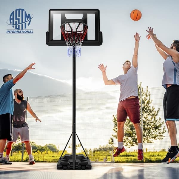 slide 2 of 10, Height Adjustable Portable Shatterproof Backboard Basketball Hoop with 2 Nets - 39" x 26" x 10' 39" x 26" x 10' - Black