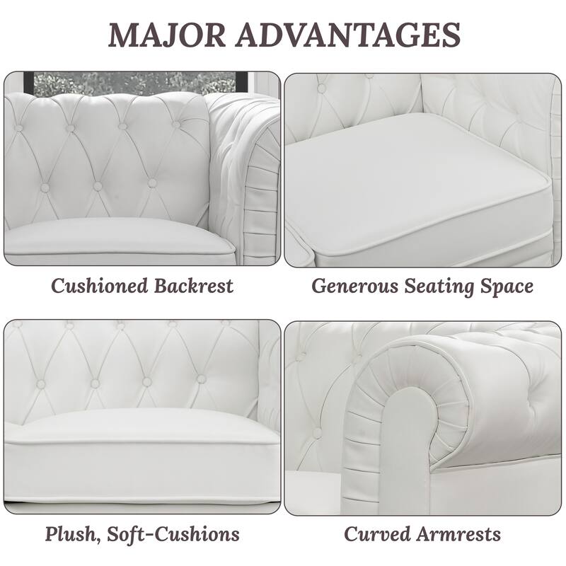Elegance Chesterfield Mid-Century Modern Sofa, Loveseat & Chair – Luxurious Comfort for Cozy Living Rooms