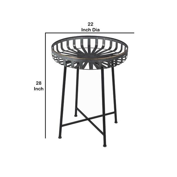 Shop Industrial Metal Accent Table With Round Cage Style Top Gray And Black Overstock 31291892