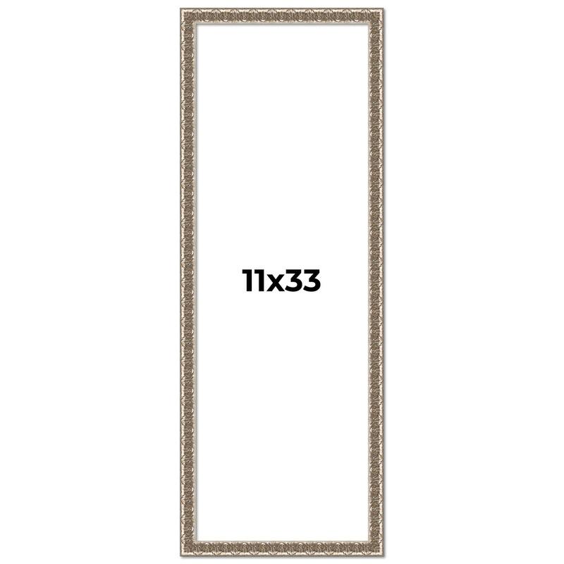 11x33 Frame Silver Versailles Ornate Solid Wood Picture Frame | 1 Inch