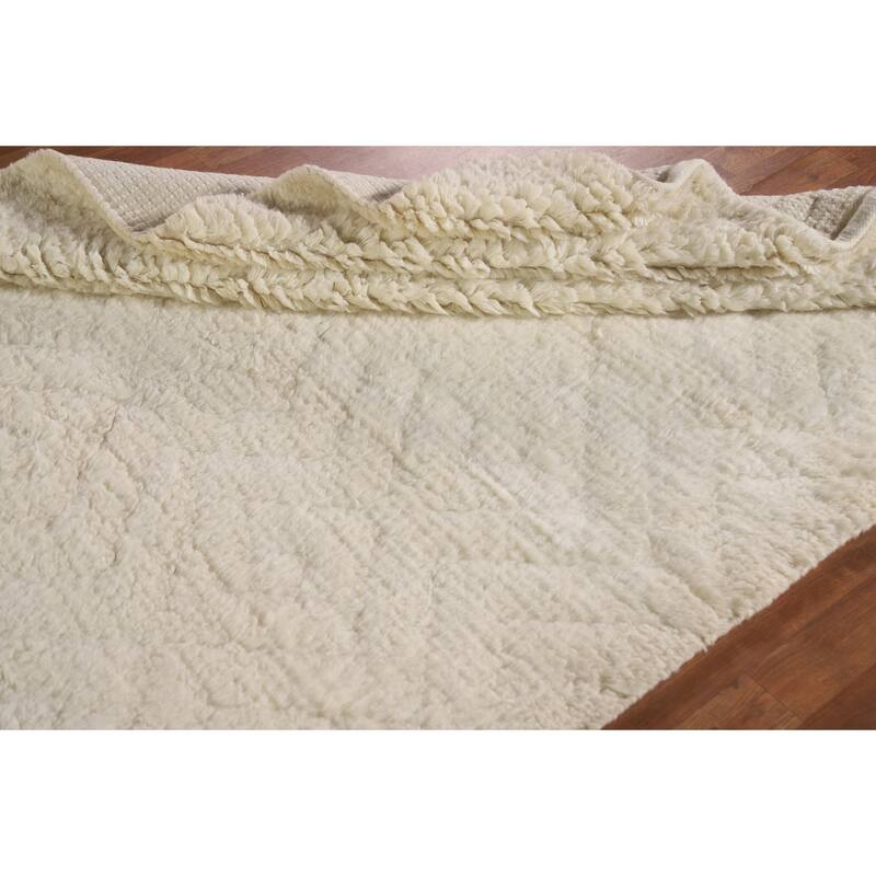 Earth Tone / Beige Moroccan Style Area Rug Hand-Knotted Wool Carpet - 5'3"x 7'6"