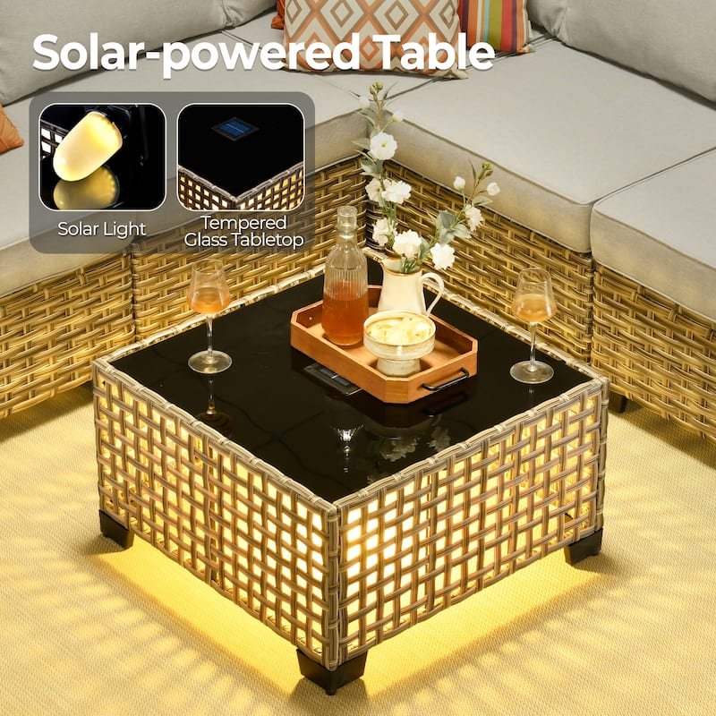 HOOOWOOO 6-piece Wicker Patio Outdoor Seating Swivel Chair Set