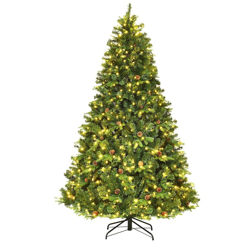 Gymax Pre-Lit 7.5' Artificial Christmas Tree Hinged LED Lights Pine - See Details