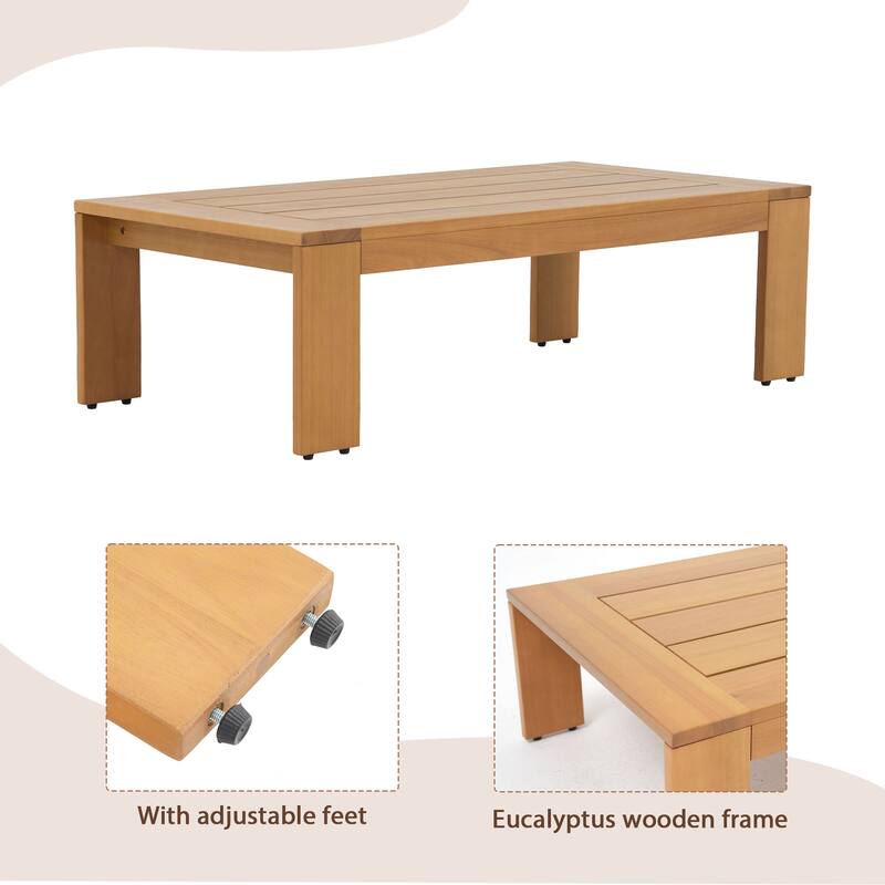 Outdoor Wooden Sofa Set with Coffee Table